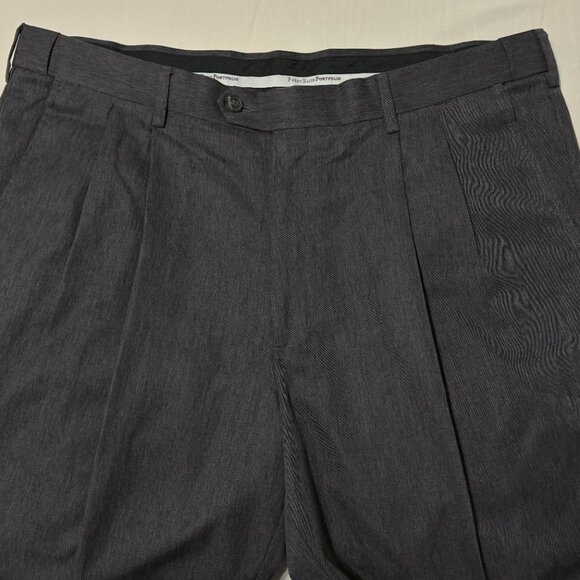 Perry Ellis Portfolio Dress Pants 38x30 Heather Gray Pleated Cuffed Classic Fit - Picture 4 of 11